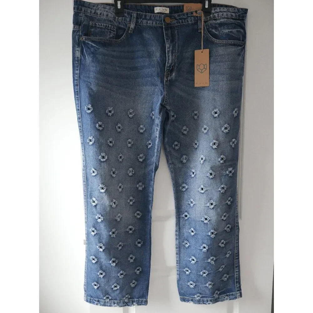 Blue Turtle Shockwave Distressed Mom Jeans Mid Rise Straight 4X